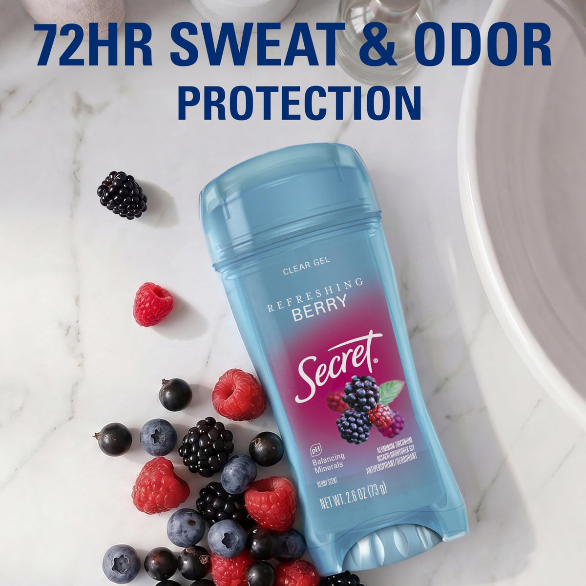 Secret Antiperspirant Deodorant packaging showing 72-hour protection