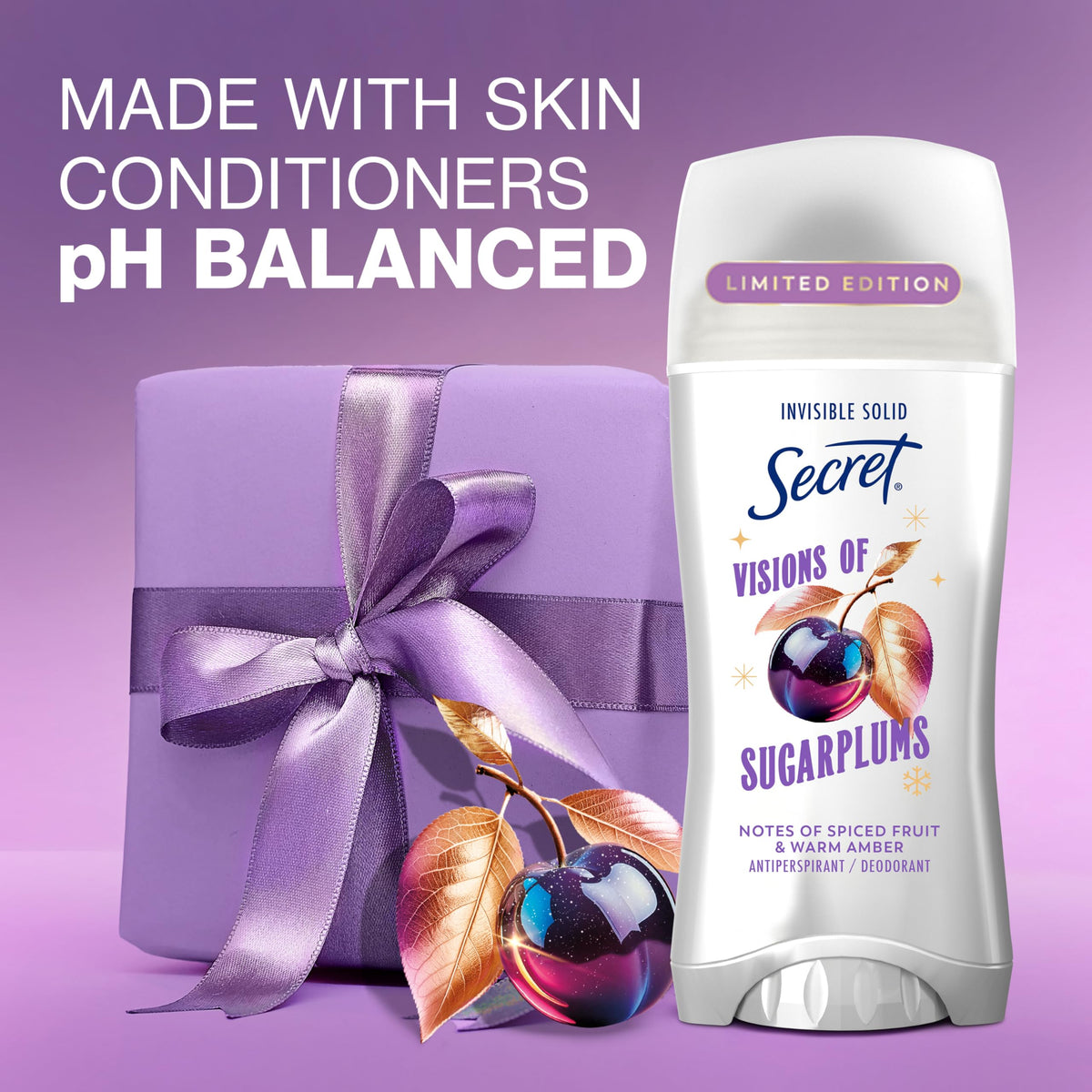 Secret Antiperspirant Deodorant Visions of Sugarplums in a hand
