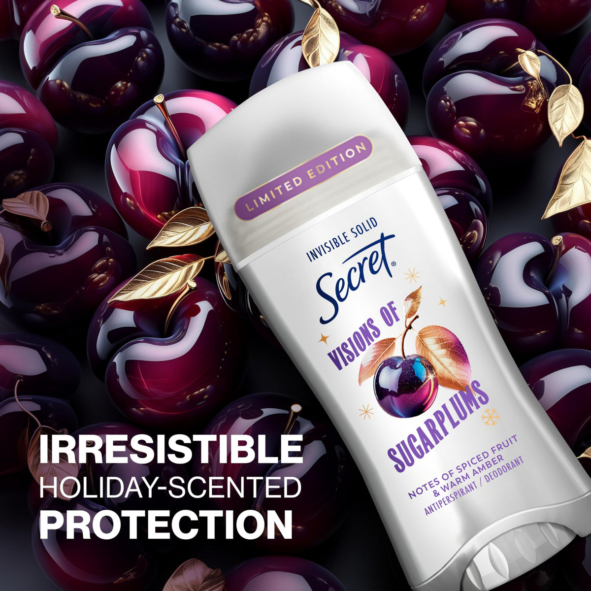 Secret Antiperspirant Deodorant Visions of Sugarplums side view