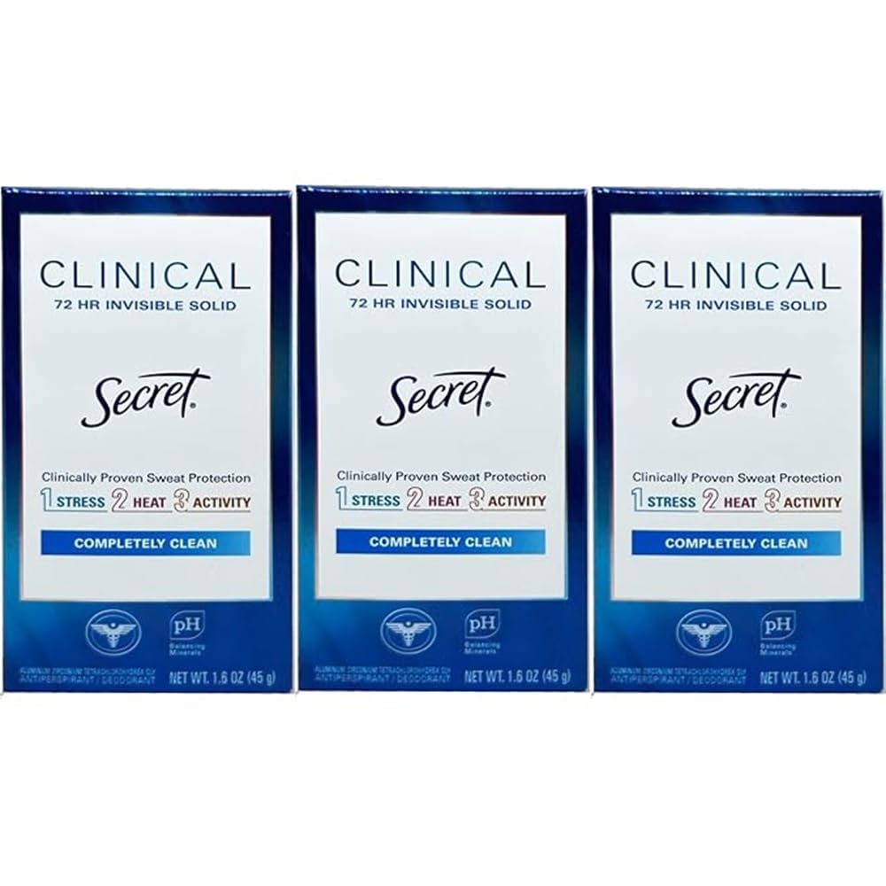Secret Clinical Completely Clean Deodorant 3-pack front view