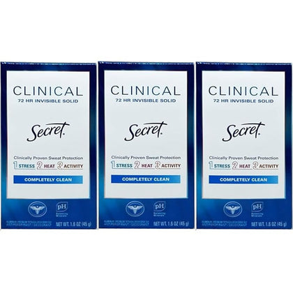 Secret Clinical Completely Clean Deodorant 3-pack front view