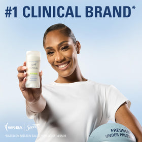 Secret Clinical Strength Antiperspirant Deodorant 100HR Defence on a gym bench