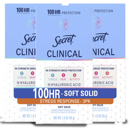 Secret Clinical Strength Antiperspirant Deodorant for Women 3-pack front view