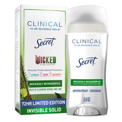 Secret Clinical Strength Antiperspirant Deodorant front view, Cashmere Woods & Lime scent