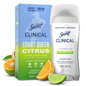 Secret Clinical Strength Antiperspirant Deodorant front view, court queen citrus scent