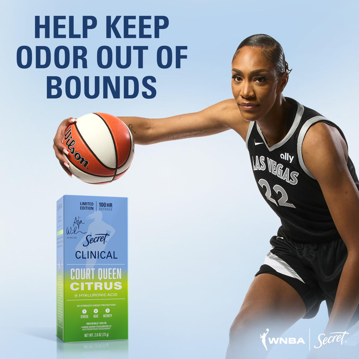 Secret Clinical Strength Antiperspirant Deodorant with hyaluronic acid ingredients