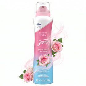 Secret Dry Spray Antiperspirant Deodorant front view with Wild Rose & Argan Oil scent