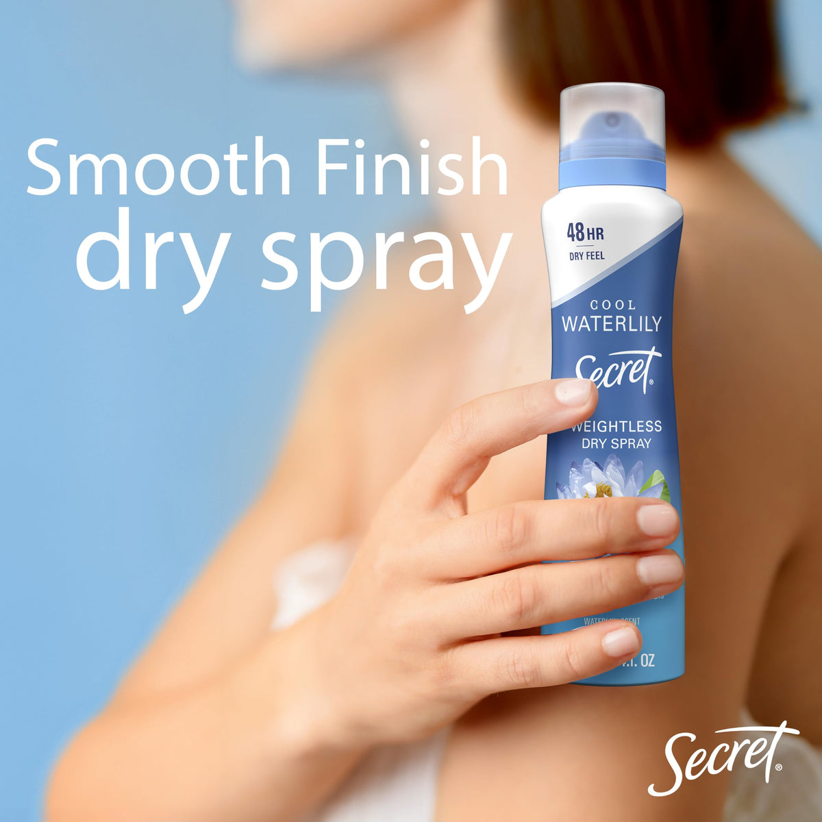 Secret Dry Spray Antiperspirant Deodorant pack of three on display