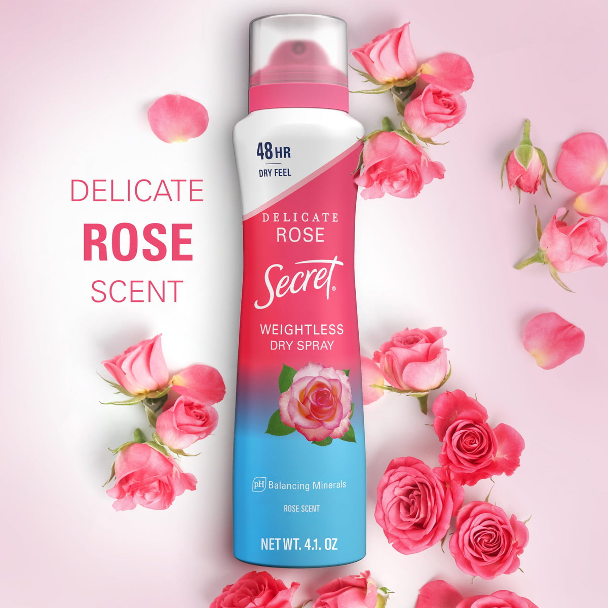 Secret Dry Spray Antiperspirant Deodorant with floral background