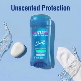 Secret Outlast Antiperspirant Deodorant Clear Gel in a gym bag