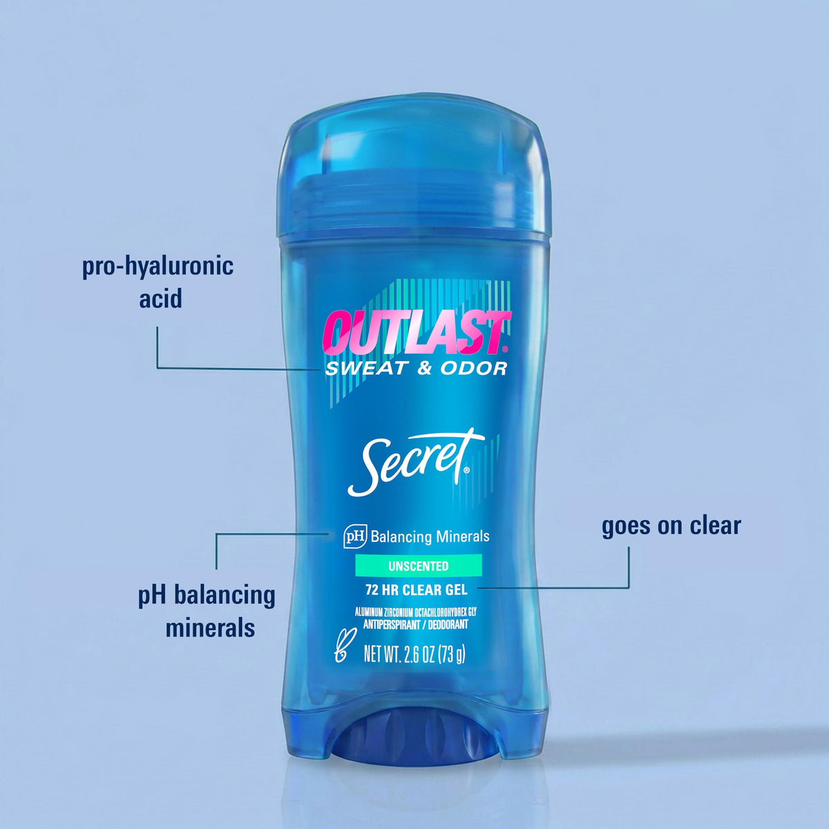 Secret Outlast Antiperspirant Deodorant Clear Gel side view