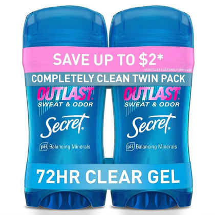 Secret Outlast Antiperspirant Deodorant for Women, front view of clear gel tube