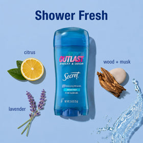 Secret Outlast Antiperspirant Deodorant in a gym bag