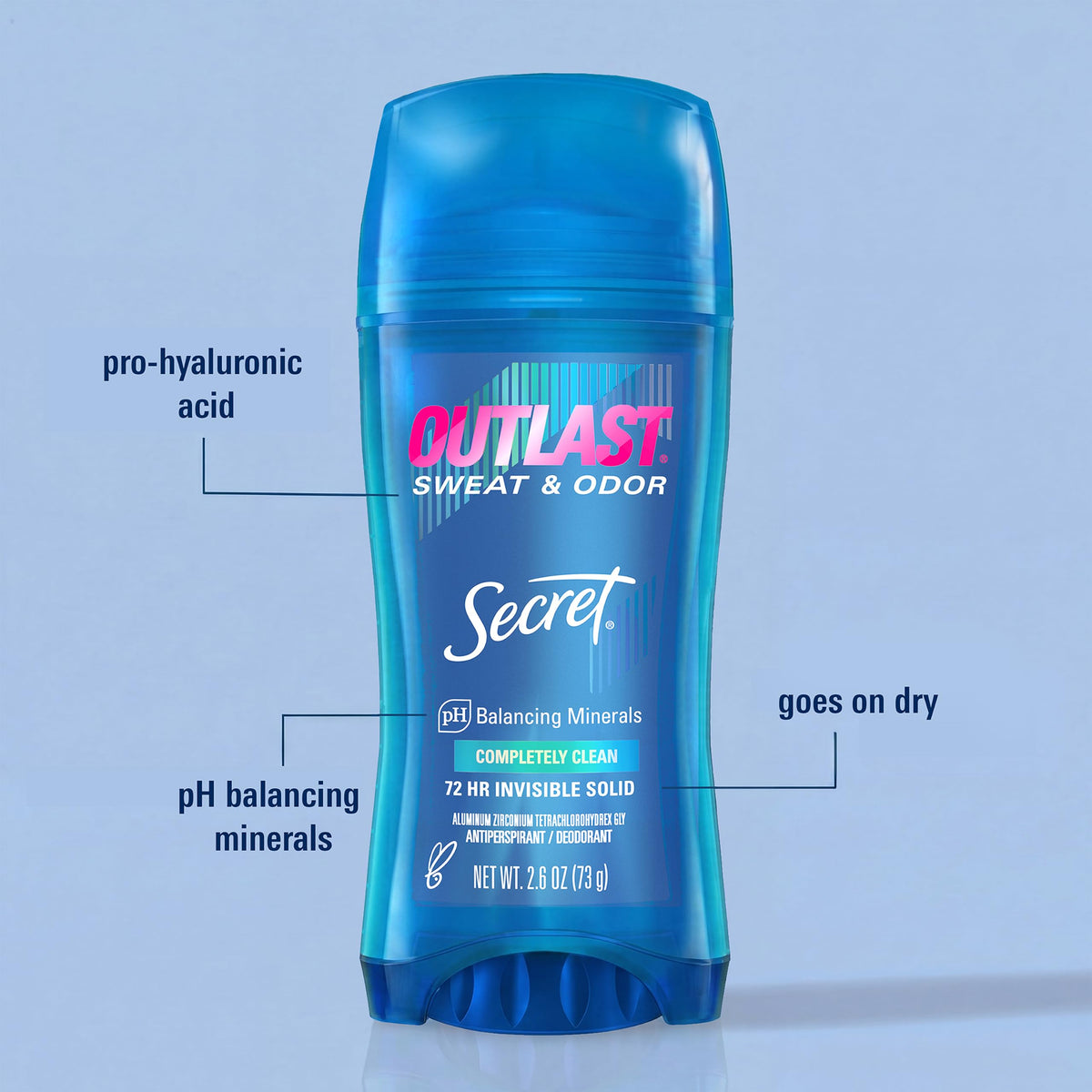 Secret Outlast Antiperspirant Deodorant packaging side view