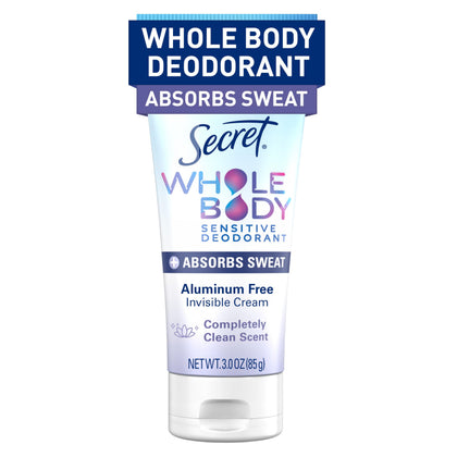 Secret Whole Body Deodorant Cream front view with clean scent packaging