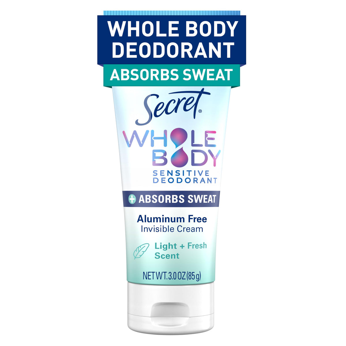 Secret Whole Body Deodorant Dry Feel Cream 3.0 oz front view