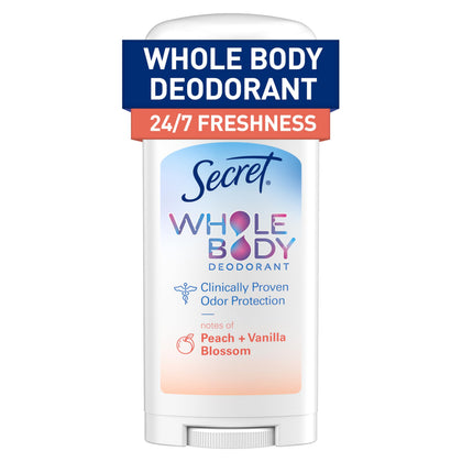 Secret Whole Body Deodorant Stick Peach & Vanilla front view