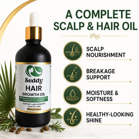 Seddy Hair Growth Oil 3.4 Fl. Oz back view showing ingredients