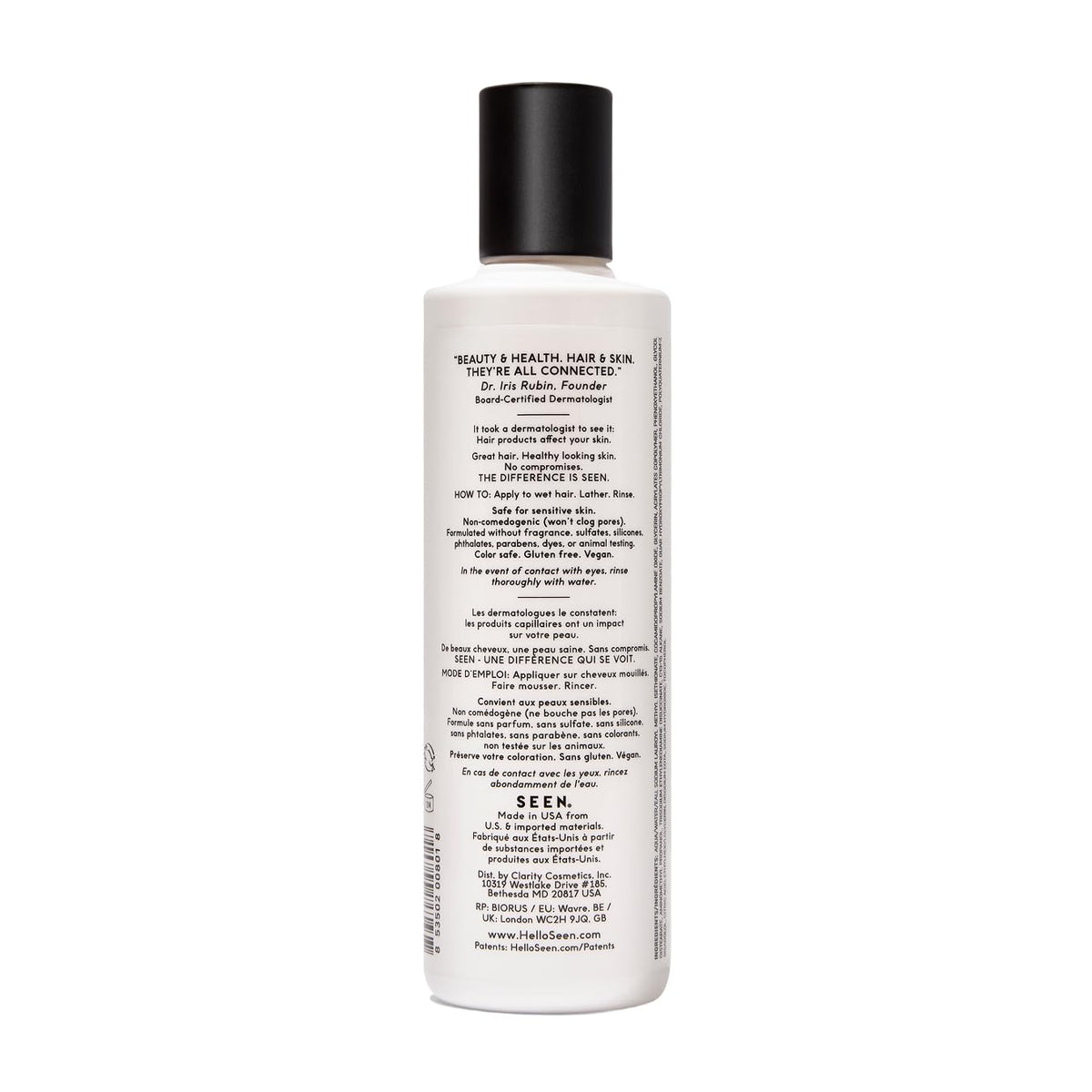 SEEN Fragrance-Free Shampoo 300g back view