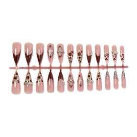 SEENEEY Almond Press on Nails alongside nail care tools