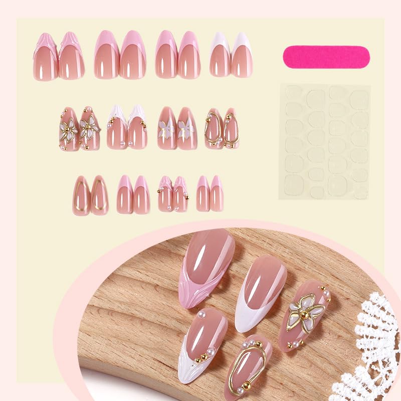 SEENEEY Almond Press on Nails displayed in packaging