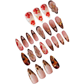 SEENEEY Almond Press on Nails displayed on a hand