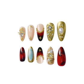 SEENEEY Almond Press on Nails lifestyle scene with model