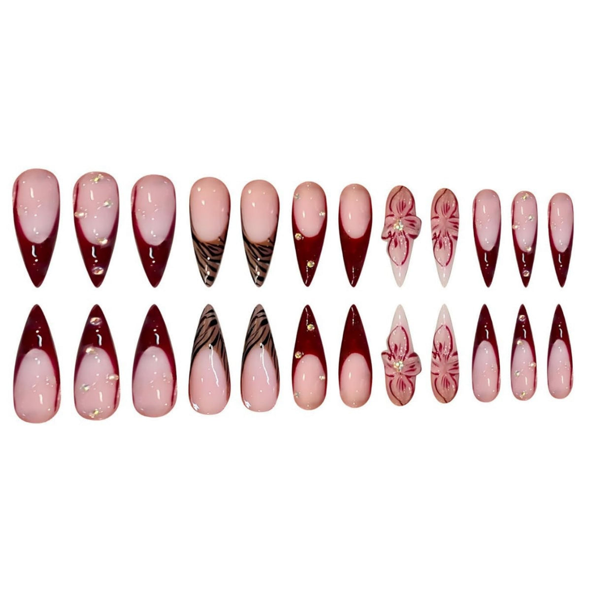 SEENEEY Long Press on Nails with jelly glue and mini file accessories
