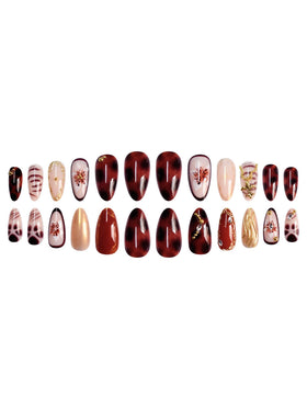 SEENEEY Medium Almond Press on Nails with glitter finish