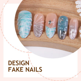 SEENEEY Medium Press on Nails with starfish charms close-up