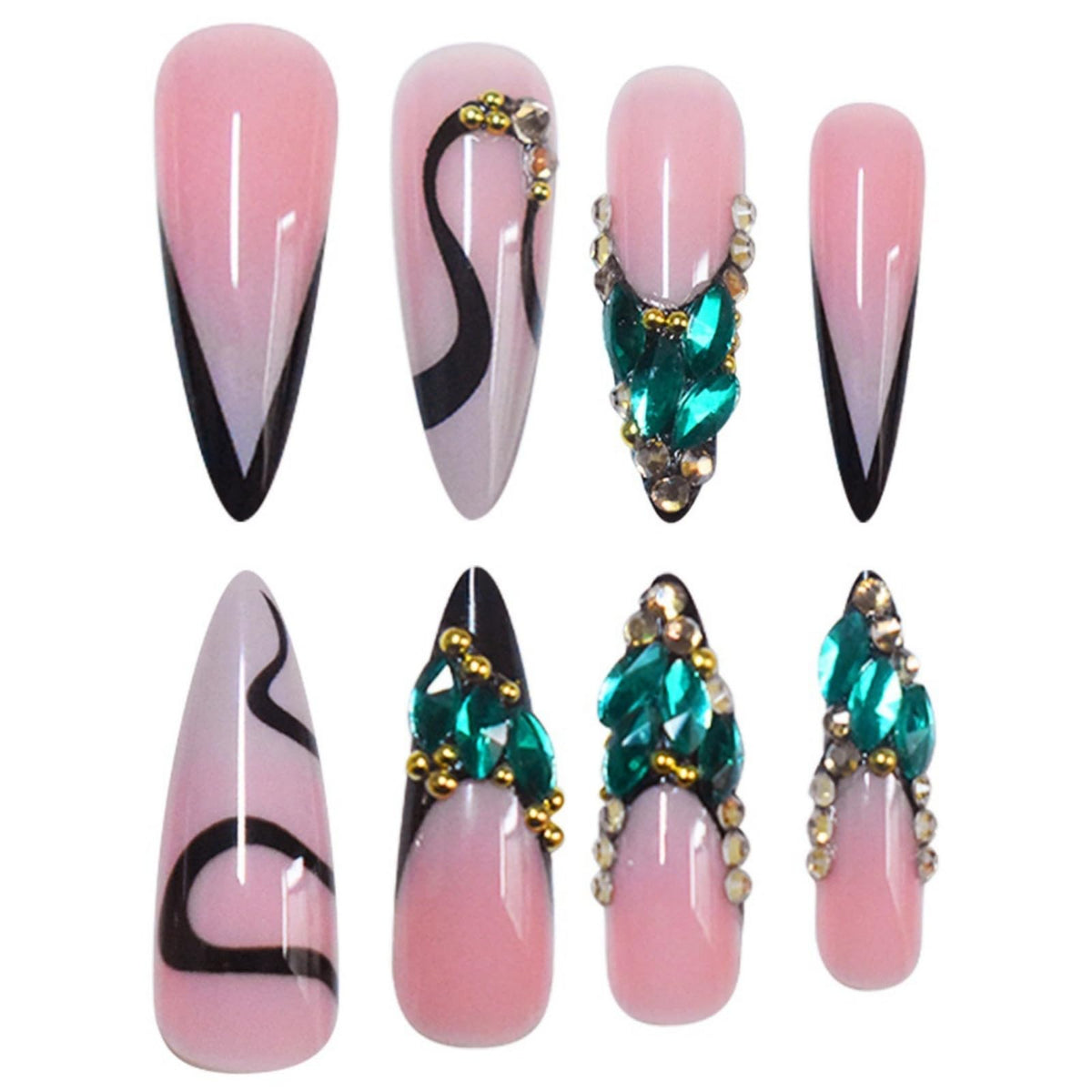 SEENEEY press on nails displayed with jelly glue and file