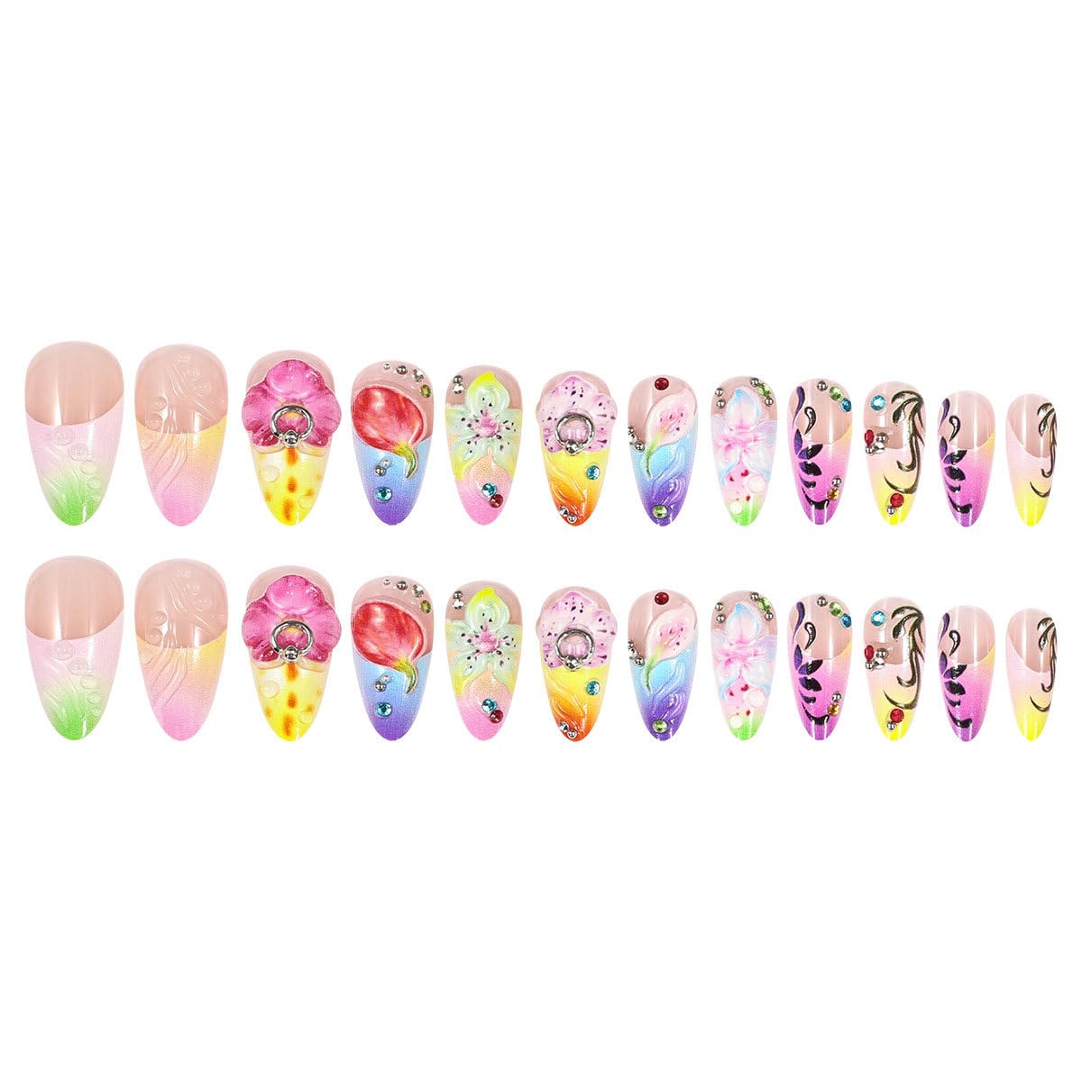 SEENEEY Press On Nails in assorted floral designs
