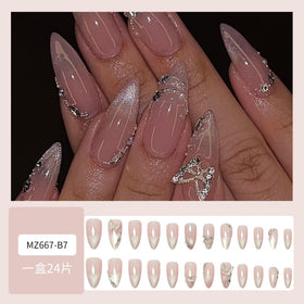 SEENEEY press on nails with butterfly designs in storage box