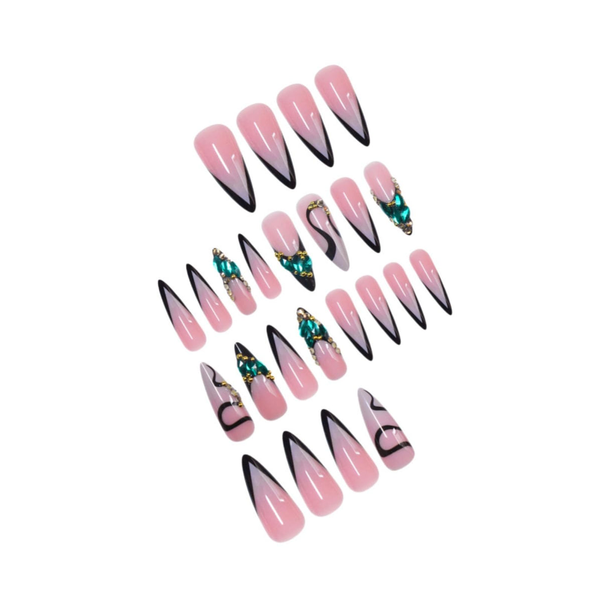 SEENEEY press on nails with cuticle stick and alcohol pad