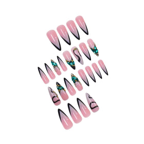 SEENEEY press on nails with cuticle stick and alcohol pad