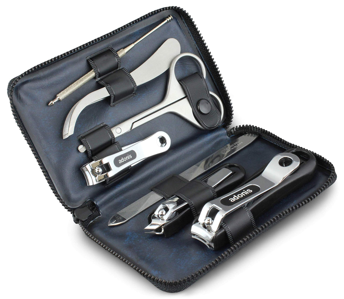 Seki EDGE 7-Piece Grooming Kit front view in soft vinyl case