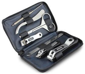 Seki EDGE 7-Piece Grooming Kit front view in soft vinyl case