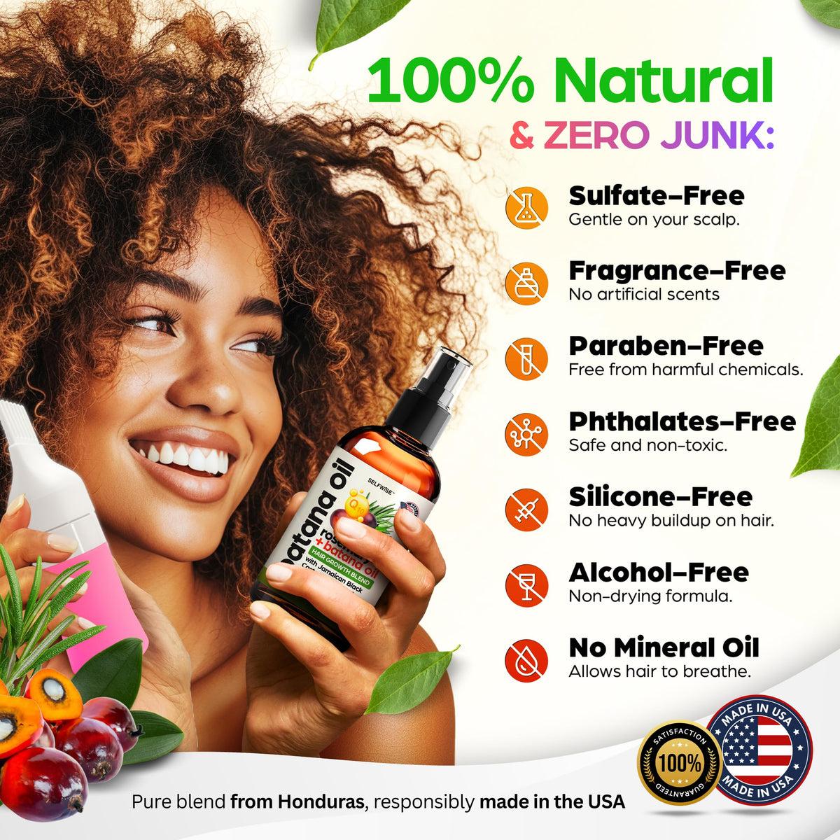 SELFWISE Batana Oil 2oz with natural ingredients displayed
