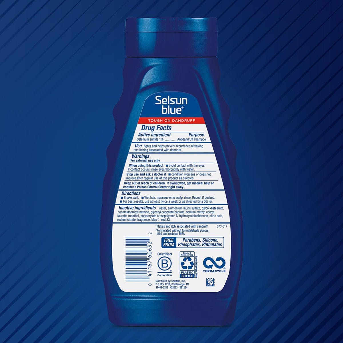 Selsun Blue Medicated Anti-Dandruff Shampoo 11 fl. oz. back view