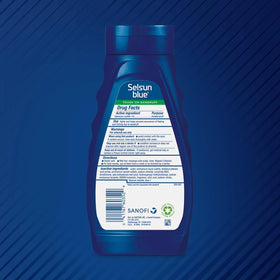Selsun Blue Moisturizing Anti-Dandruff Shampoo back view with ingredients