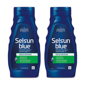 Selsun Blue Moisturizing Anti-Dandruff Shampoo front view with aloe