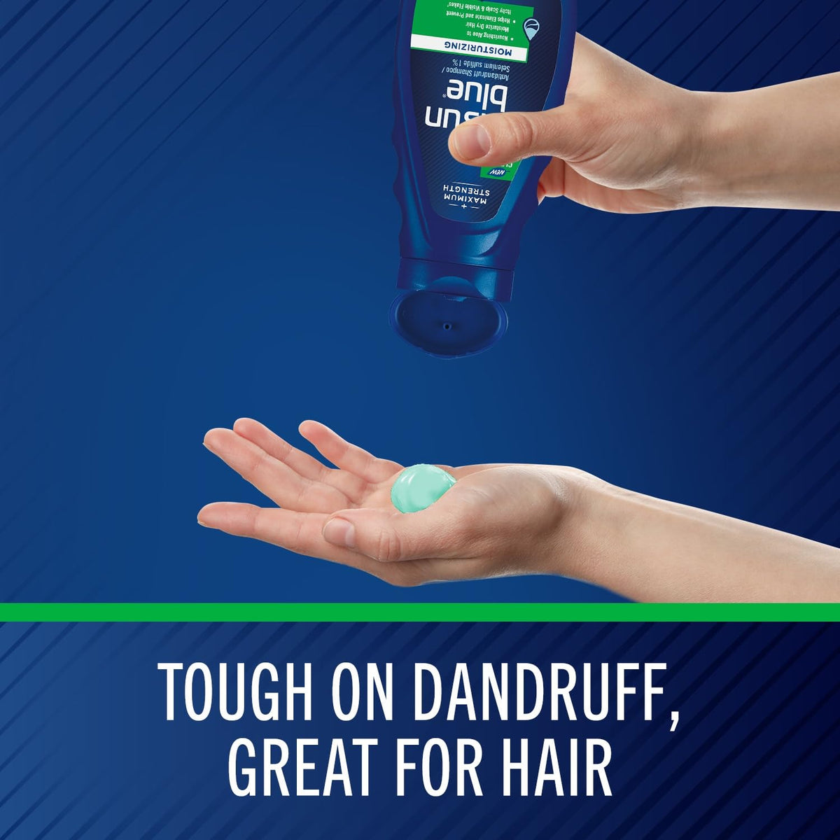 Selsun Blue Moisturizing Antidandruff Shampoo 11 fl. oz. label close-up