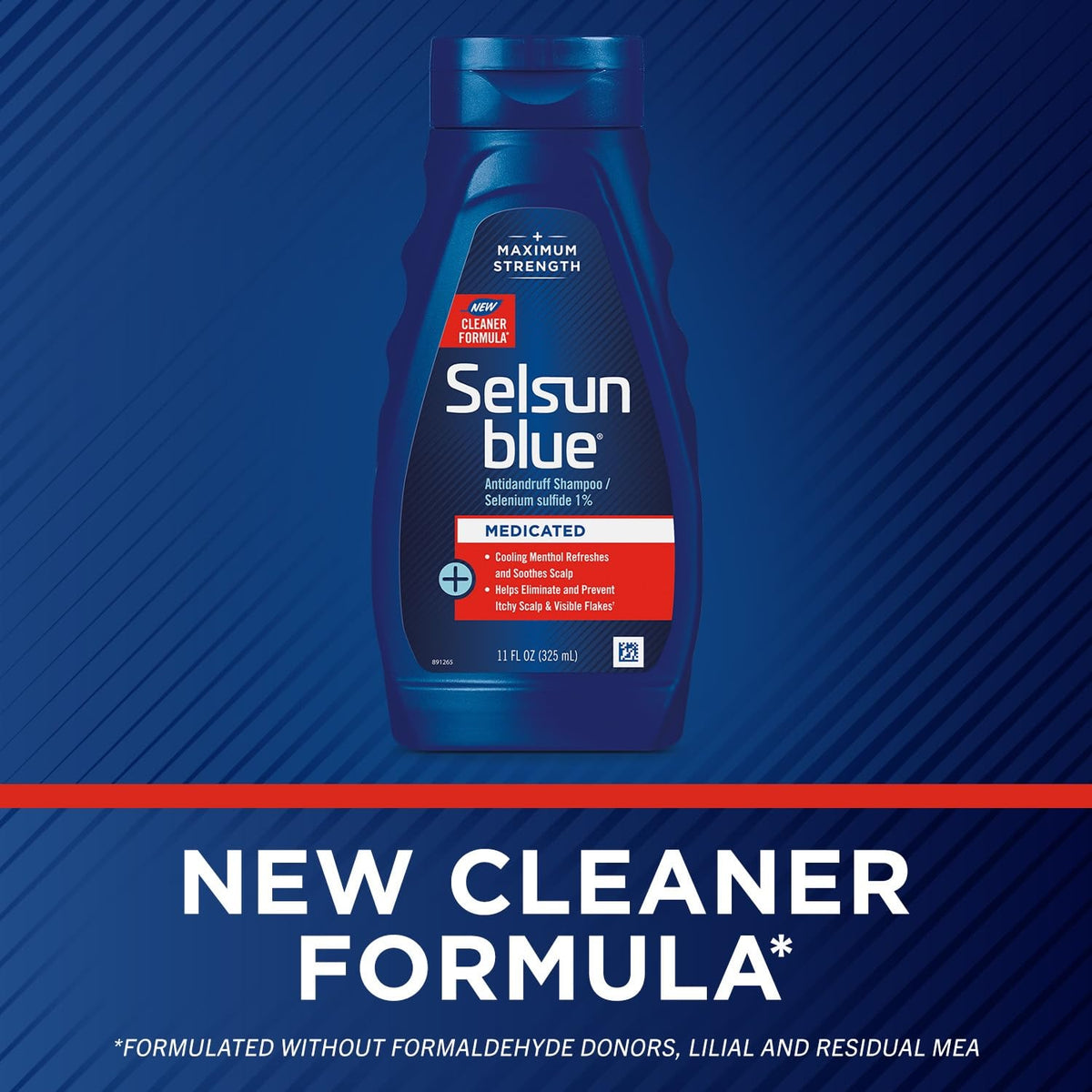 Selsun Blue shampoo bottle side view