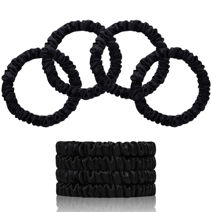 SEMRUE 100% Mulberry Silk Hair Ties in black, front view