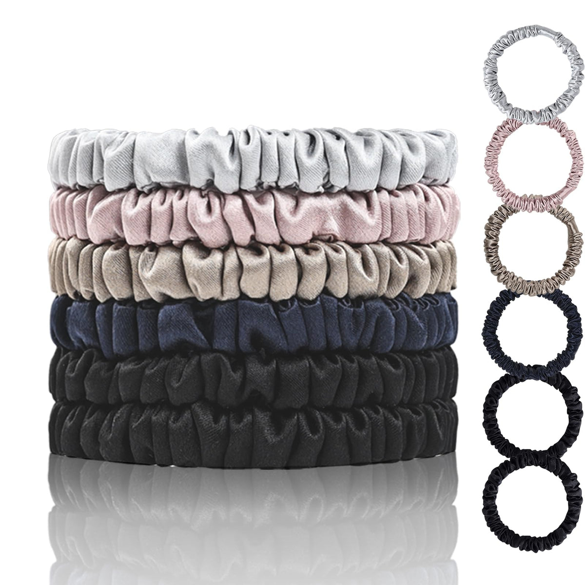 SEMRUE Mulberry Silk Scrunchies pack with six colours