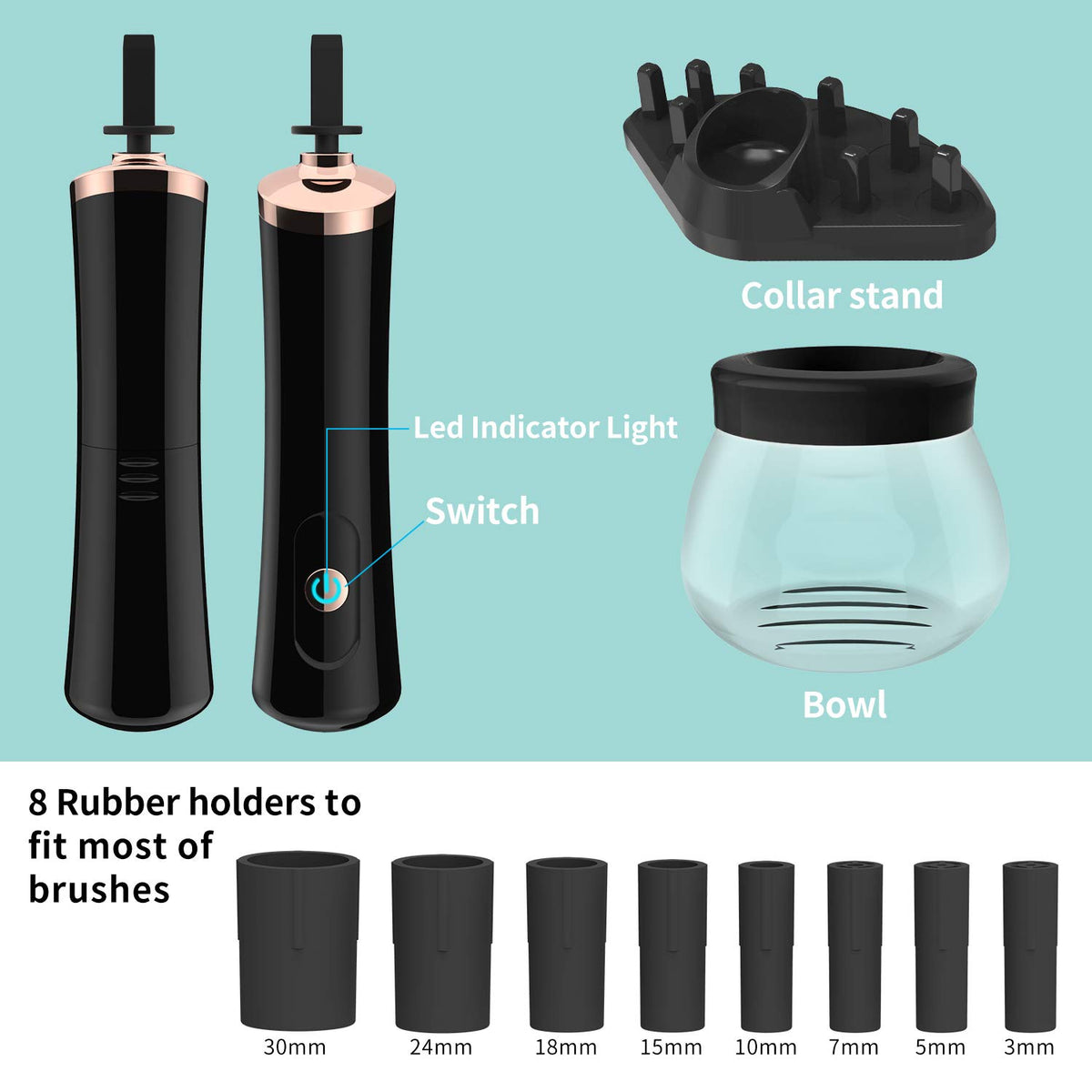 Senbowe Makeup Brush Cleaner with various brush sizes