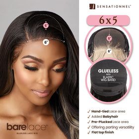 Sensationnel Bare Lace 6x5 Lacewig-Unit 3 Off Black side view