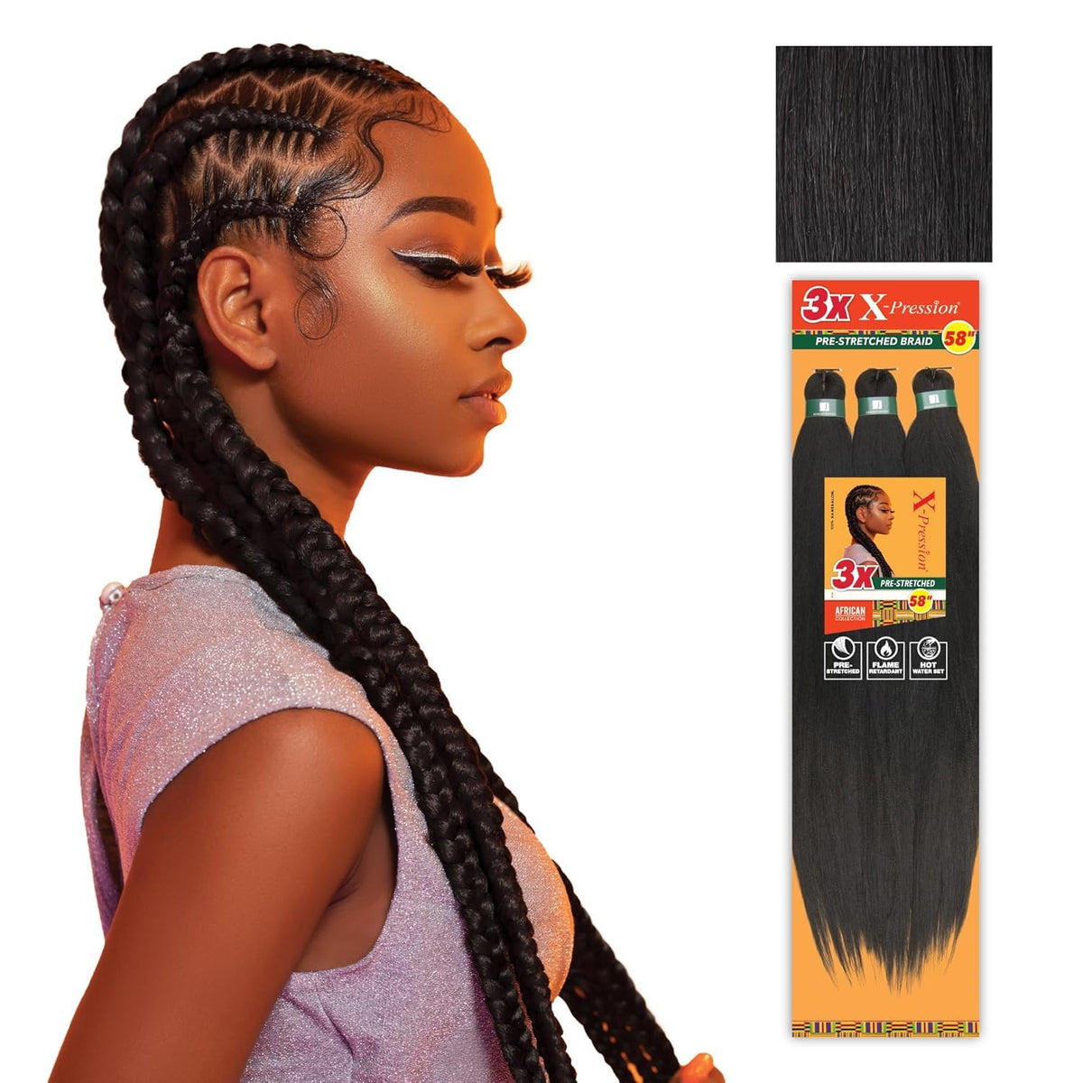 Sensationnel Braids XPRESSION 3X Pre-Stretched Braid 58 inches front view