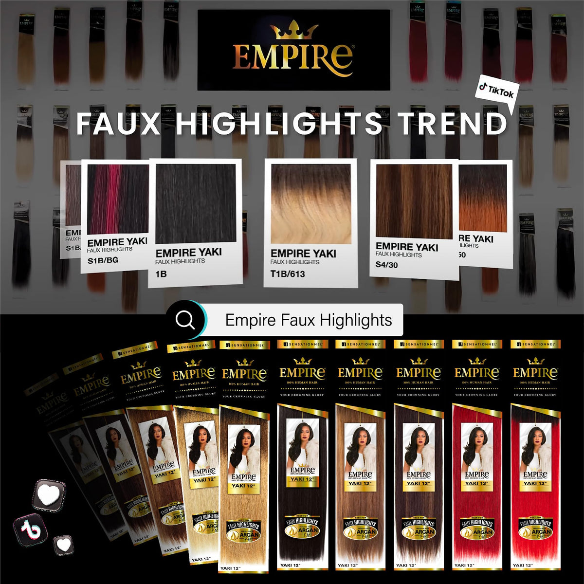 Sensationnel Empire Yaki Human Hair 12 inch Jet Black styled