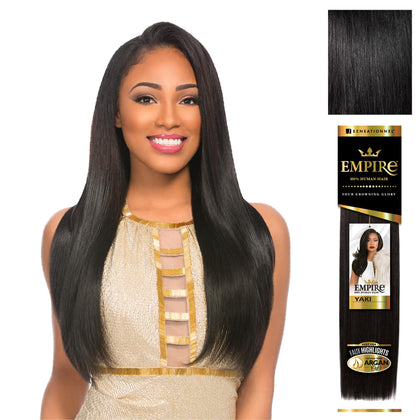 Sensationnel Empire Yaki Human Hair 18 Inch Jet Black front view